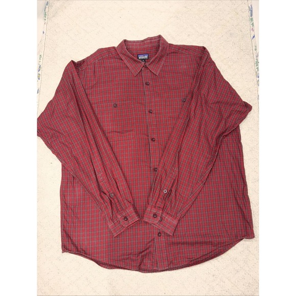 Patagonia Other - Patagonia button down Long Sleeve Plaid Red Men's XL 100% Organic Cotton